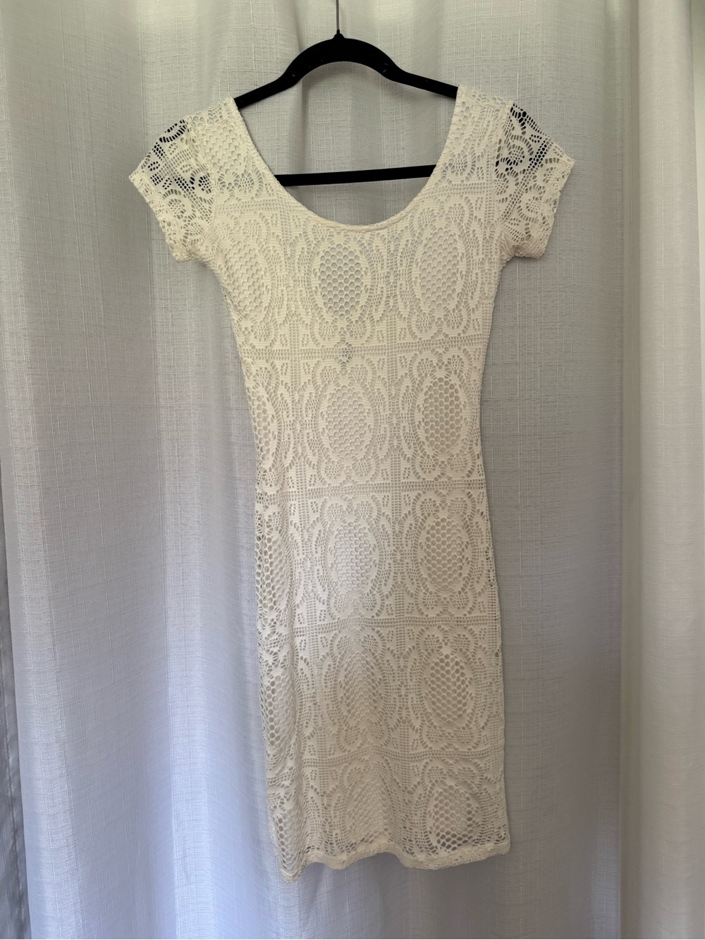 Lace Scoop Neck Cream Dress